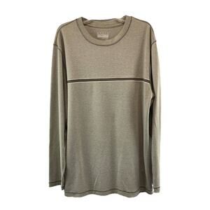 Basic Editions Mens Long Sleeve T Shirt Size Medium Beige Pullover Round Neck